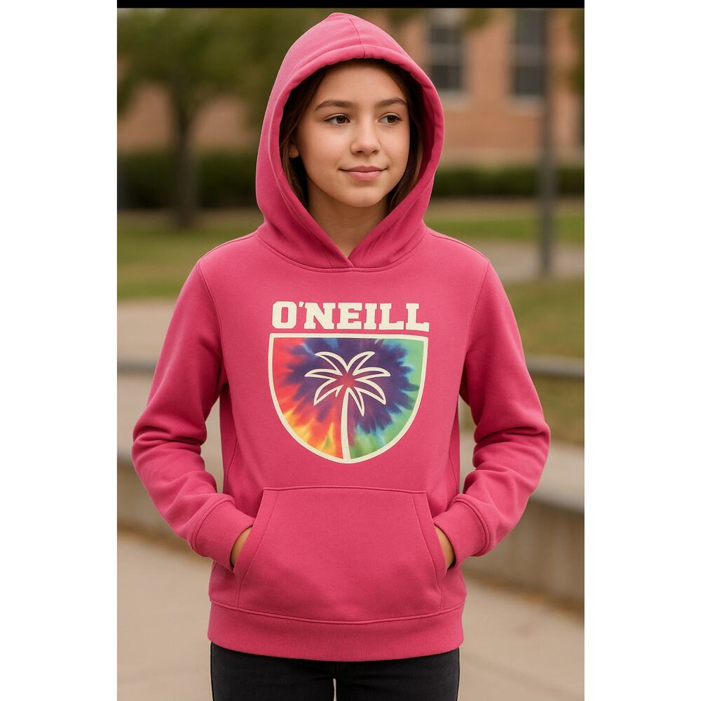 O’Neill Hoodie Girls Medium Pink Fleece Azalea Pullover Sweatshirt NEW